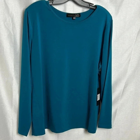HABITAT. LIV sweater,NWT women turquoise,relax fit ,super comfy,everyday,PTP 22” - Picture 2 of 8